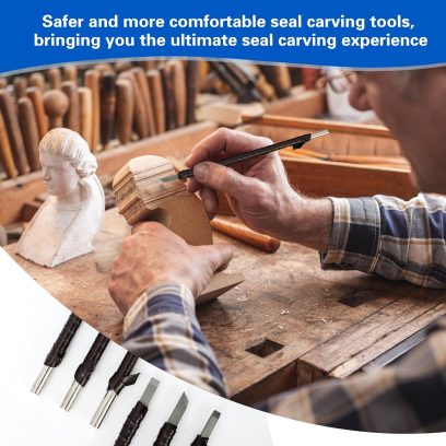 awliye 12 Pcs Stone Carving Tool, Tungsten Steel Soapstone Carving Kit Metal Hand Engraving Set with Portable Leather Bag for Slate, Wood, Soft Limestone, Lapis Lazuli, Bamboo - Image 4