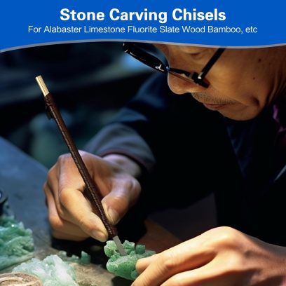 awliye 12 Pcs Stone Carving Tool, Tungsten Steel Soapstone Carving Kit Metal Hand Engraving Set with Portable Leather Bag for Slate, Wood, Soft Limestone, Lapis Lazuli, Bamboo - Image 5