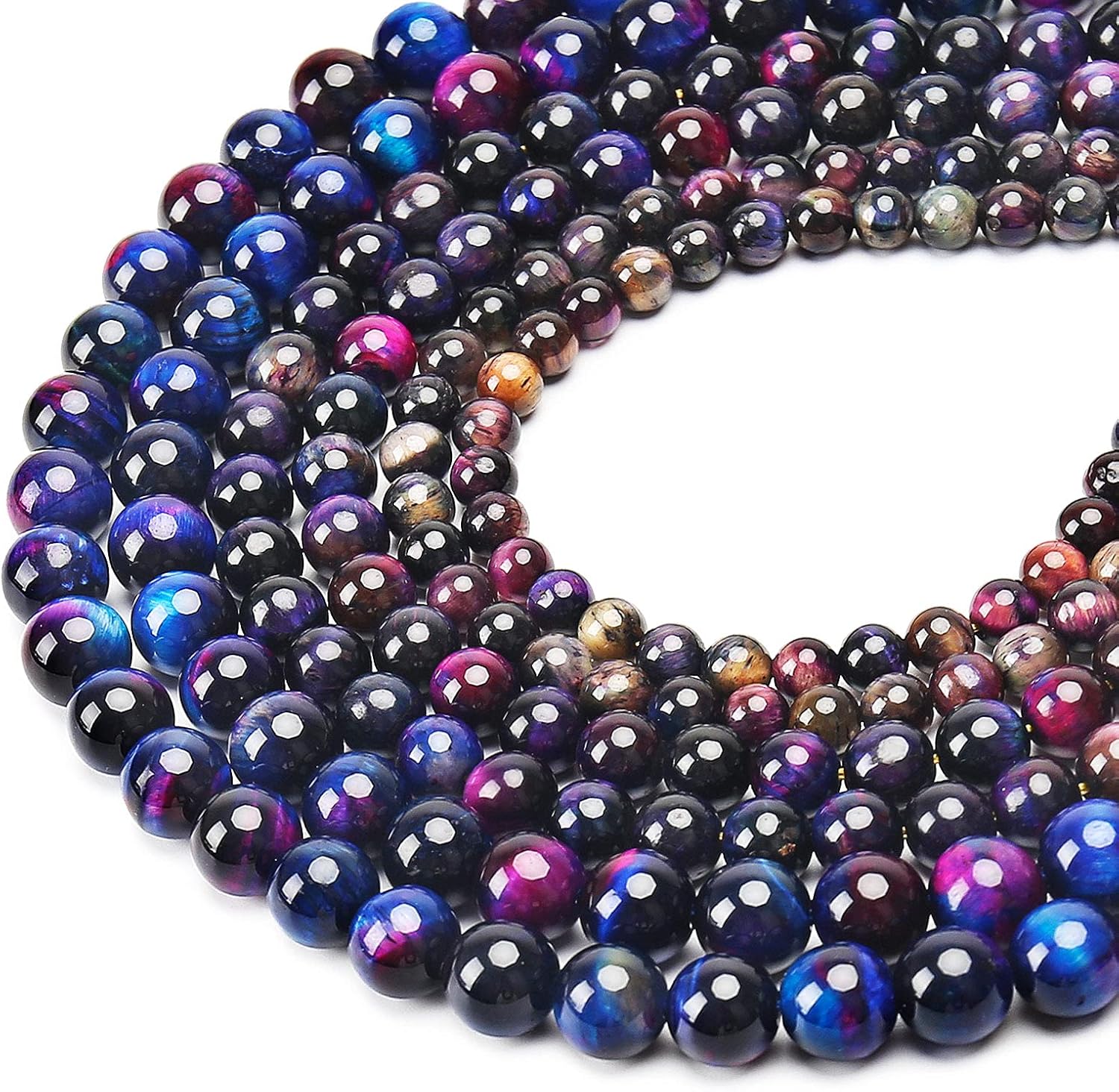 Natural Rainbow Tiger Eye Beads, Grade AAA Gemstone Round Loose Beads 8MM 100PCs Bulk Lot Options, Semi Precious Stone Beads for Jewelry Making - Image 2
