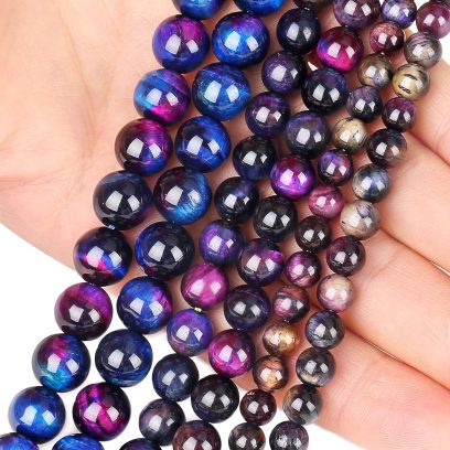 Natural Rainbow Tiger Eye Beads, Grade AAA Gemstone Round Loose Beads 8MM 100PCs Bulk Lot Options, Semi Precious Stone Beads for Jewelry Making - Image 3
