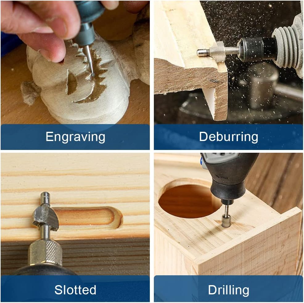 Wood Carving Bits Engraving Router Bit, 20pcs HSS Different Rotary Burr Set with 1/8"(3mm) Shank for Rotary Tools for DIY Woodworking, Carving, Drilling, Engraving, Trimming - Image 3