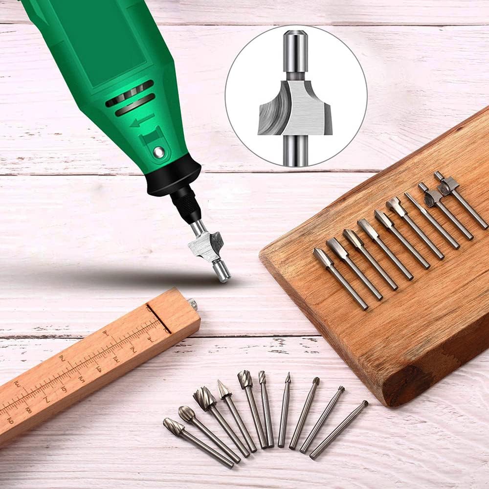 Wood Carving Bits Engraving Router Bit, 20pcs HSS Different Rotary Burr Set with 1/8"(3mm) Shank for Rotary Tools for DIY Woodworking, Carving, Drilling, Engraving, Trimming - Image 7