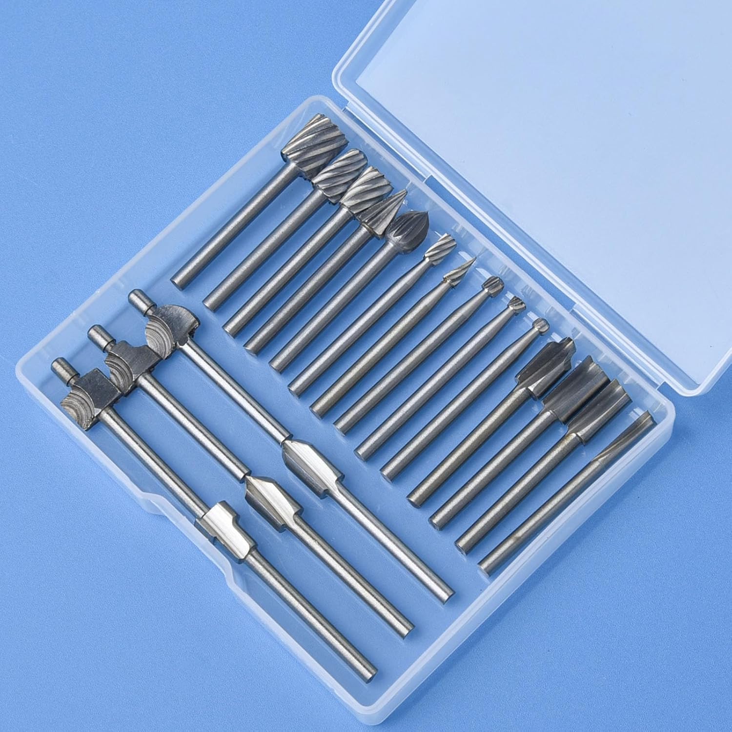 Wood Carving Bits Engraving Router Bit, 20pcs HSS Different Rotary Burr Set with 1/8"(3mm) Shank for Rotary Tools for DIY Woodworking, Carving, Drilling, Engraving, Trimming - Image 8